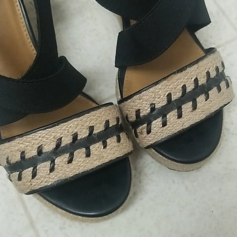 Woven espadrille wedges